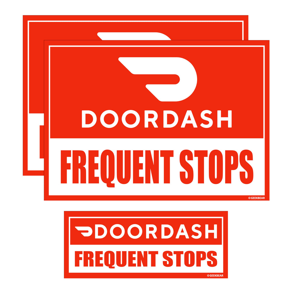 GEEKBEAR front-view red magnetic sign showing clear delivery ID and easy placement