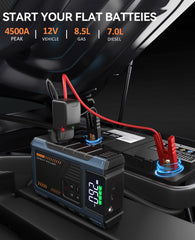 Geeneu jumper cable connection close-up demonstrating spark-proof safety