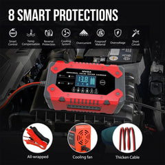 Generic alligator clamps and cables connected, brand ensures secure battery contact