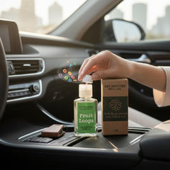 Generic Black Ice in hanging diffuser inside car showing steady scent release benefit pleasant drives
