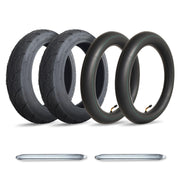 Generic front view of 2.50-10 tire set showing included tubes and levers, durable replacement