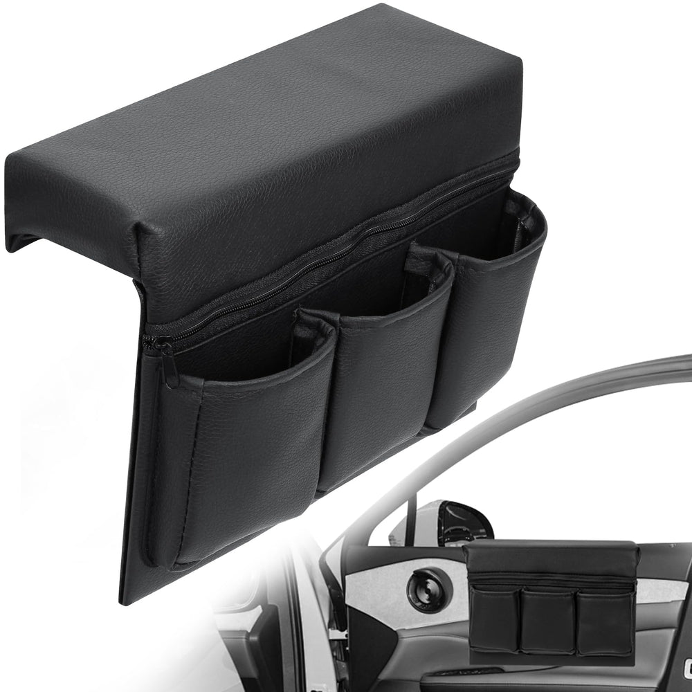 Generic front view of the armrest bag showing tidy pockets and neat storage benefits