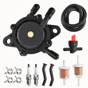 Generic fuel pump front view showing mounting and ports for easy replacement