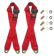 Generic red seat belt pads front view showing padding and buckle for comfort