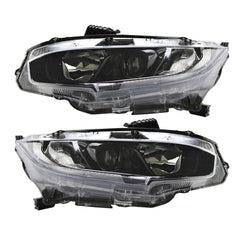 Generic headlight assembly front view showing clear lens and black housing for accurate fit