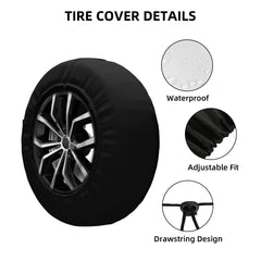 Generic side detail of tire cover fit on wheel highlighting secure coverage and finish