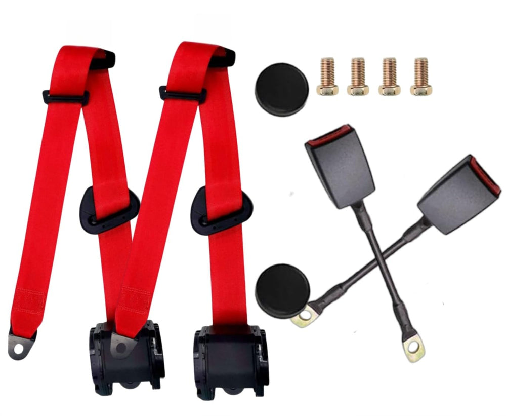 Generic red seat belt pads front view shows pair and universal fit for comfort