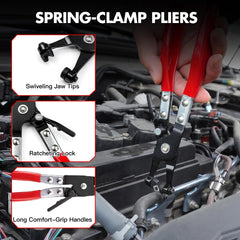 Generic swivel jaw pliers in use demonstrating better reach and safer clamp removal