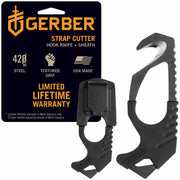 Gerber front view showing compact cutter and guarded blade, dependable rescue readiness