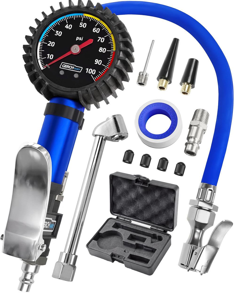 GERCHWAY front view of inflator showing ergonomic body and fittings for easy handling