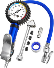 GERCHWAY inflator front view showing gauge and hose for quick pressure checks