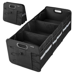 Getally front view of trunk organizer showing stable base and compartments for tidy storage