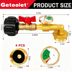 Getoolet control valve handle detail illustrating precise on/off control for safe transfers