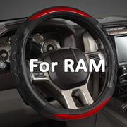 GIANT PANDA front view of red steering wheel cover showing full fit and styling benefit