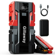 Gillaway front view showing compact jump starter and controls for quick starts