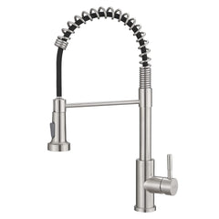 GIMILI front view of brushed nickel faucet showing sleek profile and modern look