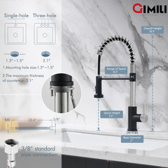 GIMILI nozzle close-up showing dual stream and spray modes for versatile rinsing