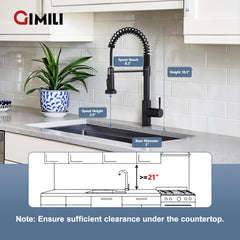 GIMILI faucet side profile highlighting spout shape and ergonomic handle benefit: easy control