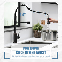 GIMILI extended pull-down hose demonstrating full-sink reach and flexible use