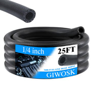 GIWOSK front view of rolled 25ft hose showing length and black finish for easy routing