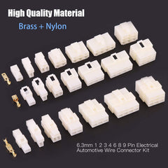 Glarks housing detail view of 6.3mm male and female shells — secure fit
