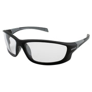 Global Vision Hercules-5 front view showing aerodynamic black frame and clear lens for protection