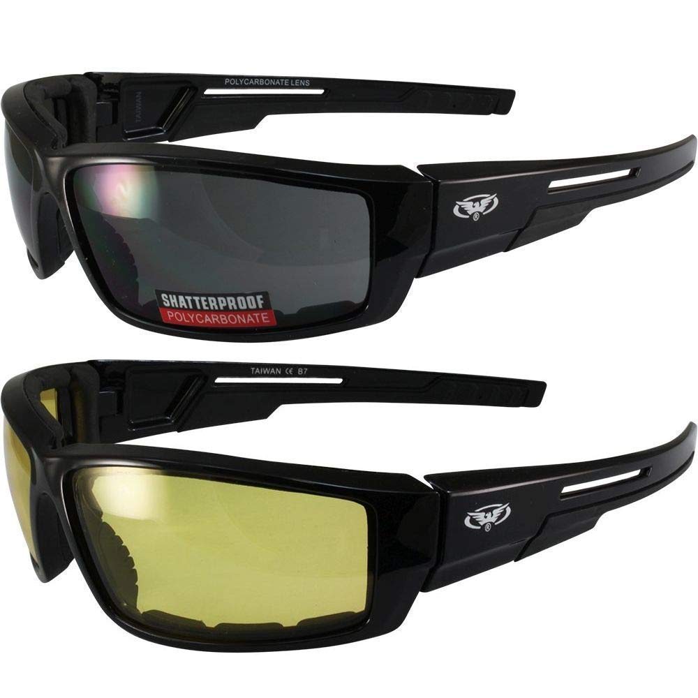 Global Vision front view gloss black frames showing sleek styling and secure fit