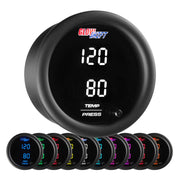 GlowShift front view dual gauge showing two digital readouts and color option