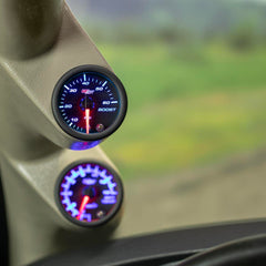 GlowShift red needle and black dial detail for precise readings