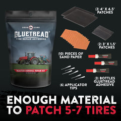 GlueTread applied to tractor sidewall during repair to restore tyre use