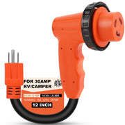 Gociean adapter front view showing plug faces and secure connection benefit