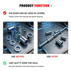GOFIRA close-up of steel axle sleeves highlighting machined finish and durability for long-lasting protection