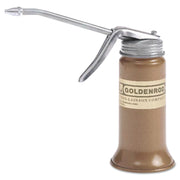 Goldenrod rigid spout oiler front view showing copper-bronze finish and compact 6 oz benefit