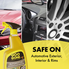Goo Gone spray action on adhesive demonstrating fast penetration benefit