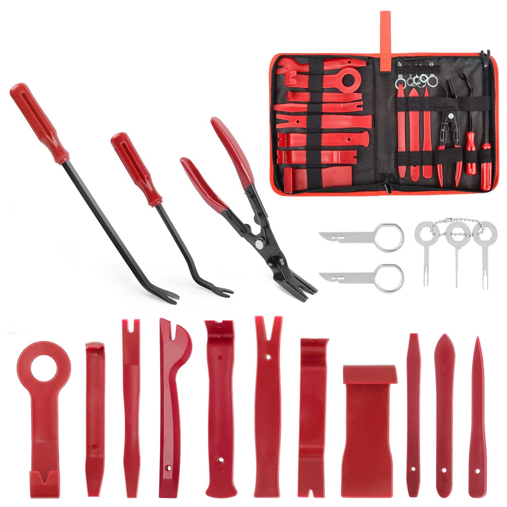 GOOACC front view of 19-piece kit showing organized tools and bag for easy transport