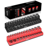 GOOACC front view of two-piece socket organizer showing clear labeling and color contrast