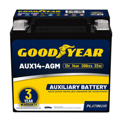 Goodyear AUX14-AGM front view showing compact case and clear benefit