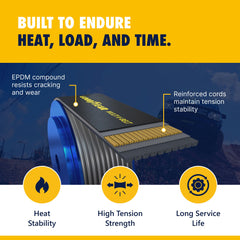 Goodyear belt fitted on engine pulleys demonstrating restored accessory drive function