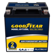 Goodyear GYTX30L front view showing compact sealed AGM design and reliable power