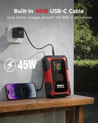 GOOLOO built-in 45W USB-C cable extended from unit for convenient device charging