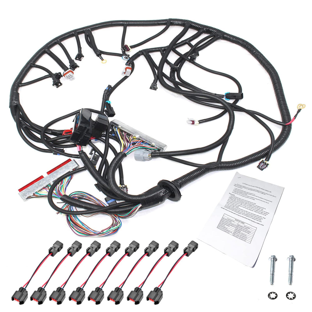 Goopool harness front view showing complete wiring and connectors for quick install