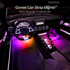 Govee lights installed under car seat creating ambient glow