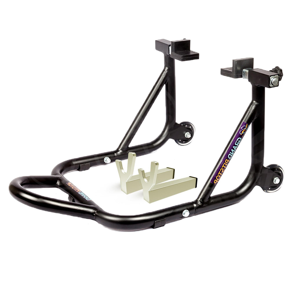 GRAND PITSTOP front stand showing secure fork support and easy maintenance