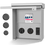 Gravimorph front view showing all three outlets and secure cover for safe use