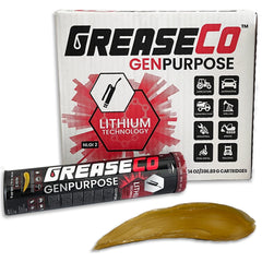 GREASECO cartridge close-up highlighting nozzle and easy-load design for fast replacement