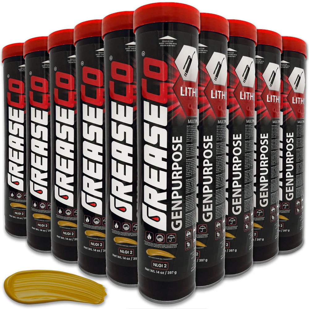 GREASECO front packaging showing 10-pack cartridges and clear labeling for quick selection