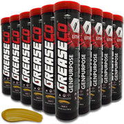 GREASECO front packaging showing 10-pack cartridges and clear labeling for quick selection