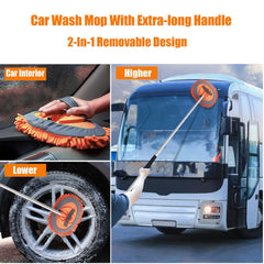 GreatCool mop extended cleaning an SUV roof to reach high spots safely