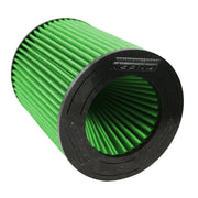 Green Filter 7159 front view showing shape and fit for Ford Volvo, clear compatibility benefit