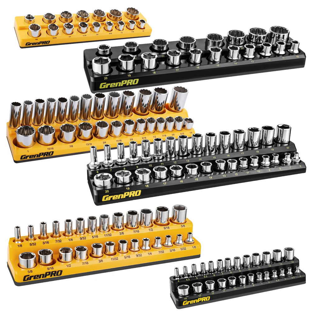 GRENPRO front view showing all six trays and color-coded organization benefits